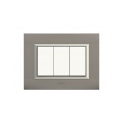 PLAQUES NOVA 45 RECTANGULAIRE ARGENT OPAQUE AVEC CADRE CHROME 3 MODULES|sfh|e8cc3a85ceb8|