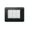 PLAQUE TECHNOPOLYMERE 44 RECTANGULAIRE NOIR ABSOLU AVEC CADRE CHROME 3 MODULES|sfh|942121f3c0c9|