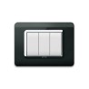 PLAQUE TECHNOPOLYMERE 44 RECTANGULAIRE NOIR ABSOLU AVEC CADRE CHROME 3 MODULES|sfh|c02d457b2799|