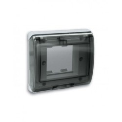 PLAQUE ETANCHE ENCASTREE CARREE 2 MODULES S45 COUVERCLE RIGIDE FUME|sfh|8b3e41b006ca|