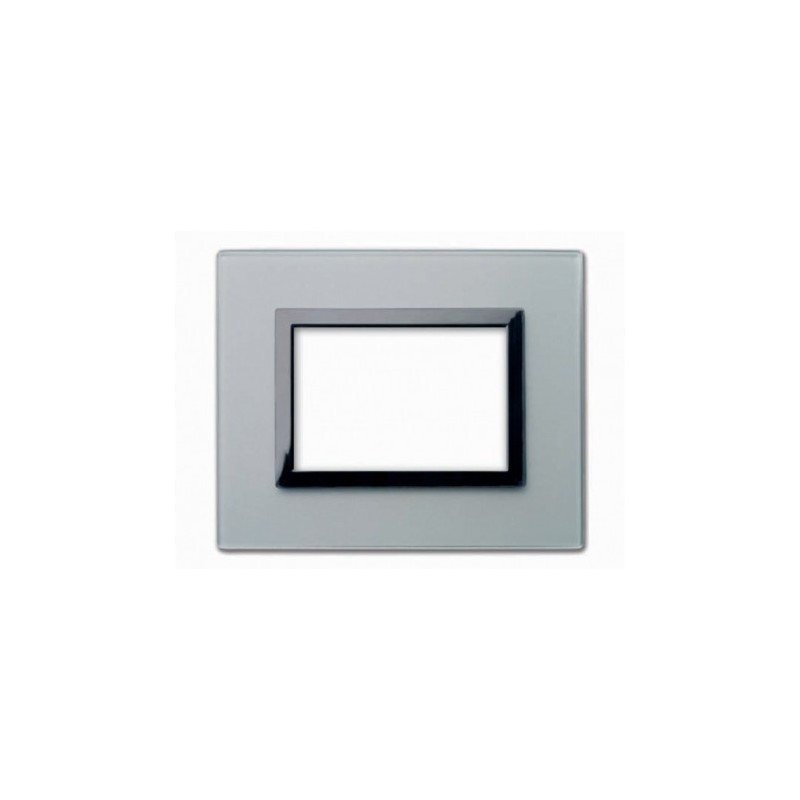 PLAQUE VERA 44 RECTANGULAIRE EN VERRE GRIS OPAQUE 3 MODULES|sfh|2259b73fdab0|