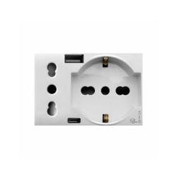 PRISE SCHUKO 2P+T + PRISE 2P 16A + CHARGEUR USB TYPE A&C 3MODULES DOMUS 44|sfh|48b85f019efe|