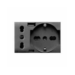 PRISE SCHUKO 2P+T + PRISE 2P 16A + CHARGEUR USB TYPE A&C 3MODULES TEKLA 44|sfh|194477b61a6d|