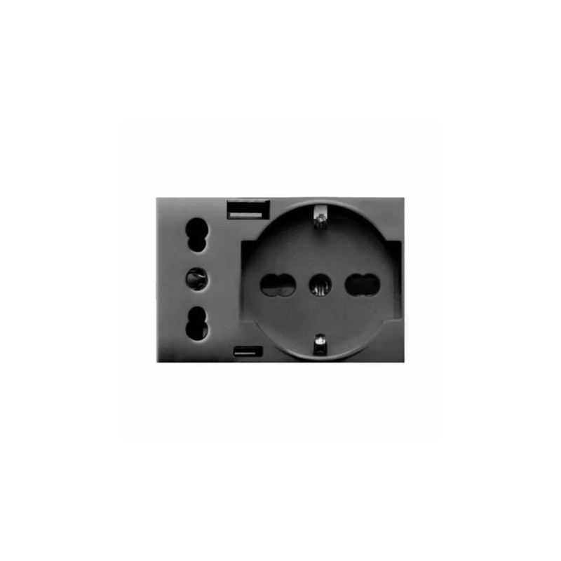 PRISE SCHUKO 2P+T + PRISE 2P 16A + CHARGEUR USB TYPE A&C 3MODULES TEKLA 44|sfh|194477b61a6d|
