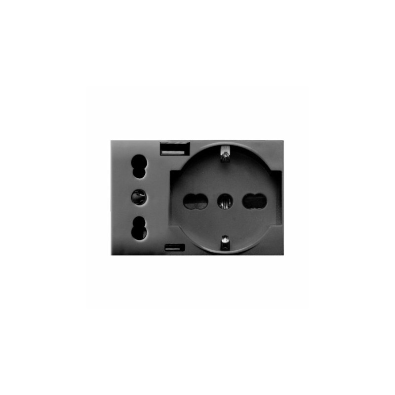 PRISE SCHUKO 2P+T + PRISE 2P 16A + CHARGEUR USB TYPE A&C 3MODULES TEKLA 44|sfh|6a80147d9693|