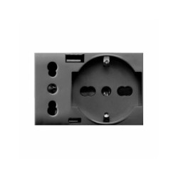 PRISE SCHUKO 2P+T + PRISE 2P 16A + CHARGEUR USB TYPE A&C 3MODULES TEKLA 44|sfh|e3dc3a2cfff9|