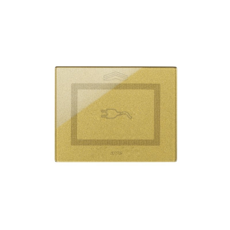 PLAQUE VERA 44 TOUCH RECTANGULAIRE DORÉ POUR PRISE COULISSANTE AVEC SYMBOLE PRISE|sfh|31154a4c5595|