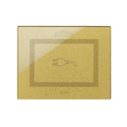 PLAQUE VERA 44 TOUCH RECTANGULAIRE DORÉ POUR PRISE COULISSANTE AVEC SYMBOLE PRISE|sfh|f8b6a559ae7d|