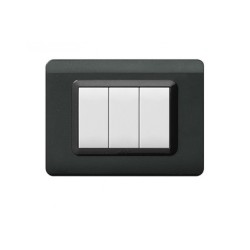 PLAQUE TECHNOPOLYMERE 44 RECTANGULAIRE GRIS FONCÉ 3 MODULES|sfh|8a36c4ec7484|