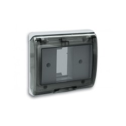 PLAQUE ETANCHE ENCASTREE CARREE 1 MODULE S45 COUVERCLE RIGIDE FUME|sfh|60366766730c|
