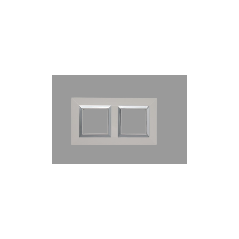 PLAQUE CUBICA 44 CARRÉE BLANC AVEC CADRE CHROMÉ 2+2 MODULES|sfh|04525ab8561a|