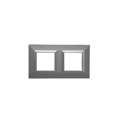 PLAQUE CUBICA 44 CARRÉE GRIS AVEC CADRE CHROMÉ 2+2 MODULES|sfh|3f4086524ae1|
