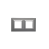 PLAQUE CUBICA 44 CARRÉE GRIS AVEC CADRE CHROMÉ 2+2 MODULES|sfh|3f4086524ae1|