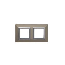 PLAQUE CUBICA 44 CARRÉE CHAMPAGNE AVEC CADRE CHROMÉ 2+2 MODULES|sfh|cf27092b8490|