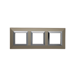 PLAQUE CUBICA 44 CARRÉE CHAMPAGNE AVEC CADRE CHROMÉ 2+2+2 MODULES|sfh|af9c8433af8d|