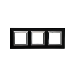PLAQUE CUBICA 44 CARRÉE NOIR AVEC CADRE CHROMÉ 2+2+2 MODULES|sfh|877d42e432a5|