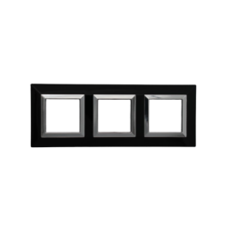 PLAQUE CUBICA 44 CARRÉE NOIR AVEC CADRE CHROMÉ 2+2+2 MODULES|sfh|2289af83f34b|