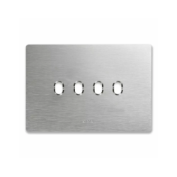 PLAQUE NEW STYLE 44 RECTANGULAIRE ALUMUNIUM NATUREL BROSSÉ 4 MODULES 4 COMMANDES|sfh|78f78bd121f3|
