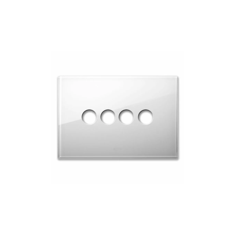 PLAQUE NEW STYLE 44 RECTANGULAIRE VERRE BLANC 4 MODULES 4 COMMANDES|sfh|fe4caf0bec40|