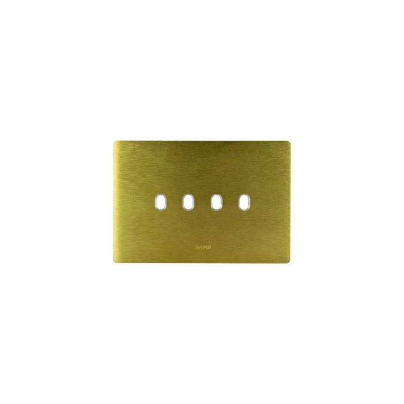 PLAQUE NEW STYLE 44 RECTANGULAIRE ALUMUNIUM COULEUR OR BROSSÉ 4 MODULES 4 COMMANDES|sfh|a85d24eab208|