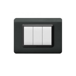 PLAQUE TECHNOPOLYMERE 44 RECTANGULAIRE GRIS FONCÉ METALLISÉ 3 MODULES|sfh|2f209d240ab2|
