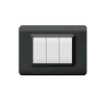 PLAQUE TECHNOPOLYMERE 44 RECTANGULAIRE GRIS FONCÉ METALLISÉ 3 MODULES|sfh|2f209d240ab2|