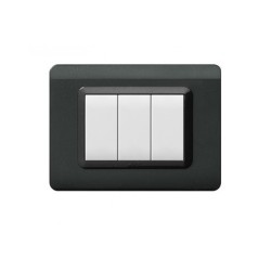 PLAQUE TECHNOPOLYMERE 44 RECTANGULAIRE GRIS FONCÉ METALLISÉ 3 MODULES|sfh|307d8eba34be|