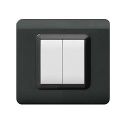 PLAQUE TECHNOPOLYMERE 44 CARRÉE GRIS FONCÉ METALLISÉ 2 MODULES|sfh|2a99489ac049|