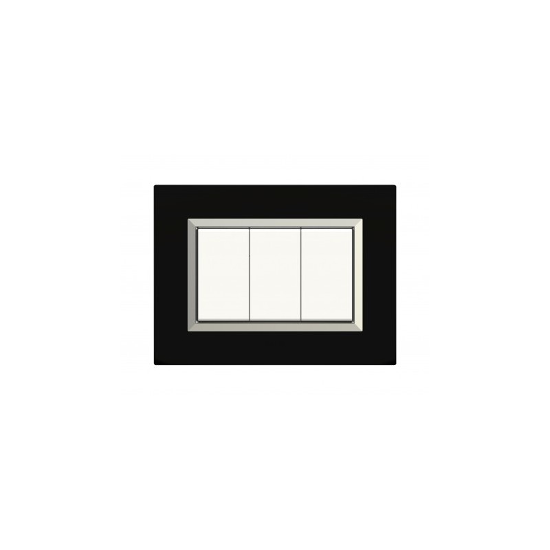 PLAQUES NOVA 45 RECTANGULAIRE NOIR AVEC CADRE CHROME 3 MODULES|sfh|194392b312e2|