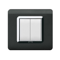 PLAQUE TECHNOPOLYMERE 44 CARRÉE NOIR ABSOLU AVEC CADRE CHROME 2 MODULES|sfh|08d519c7b89a|