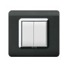 PLAQUE TECHNOPOLYMERE 44 CARRÉE NOIR ABSOLU AVEC CADRE CHROME 2 MODULES|sfh|08d519c7b89a|