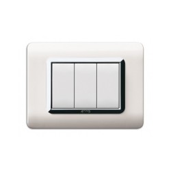 PLAQUE TECHNOPOLYMERE 44 RECTANGULAIRE BLANC AVEC CADRE CHROME 3 MODULES|sfh|59d4986f5df8|