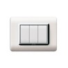 PLAQUE TECHNOPOLYMERE 44 RECTANGULAIRE BLANC AVEC CADRE CHROME 3 MODULES|sfh|37099a4586a1|