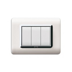 PLAQUE TECHNOPOLYMERE 44 RECTANGULAIRE BLANC AVEC CADRE CHROME 3 MODULES|sfh|3eaefb66588c|