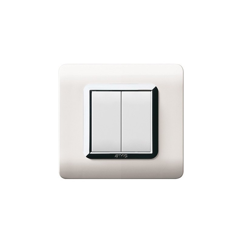 PLAQUE TECHNOPOLYMERE 44 CARRÉE BLANC AVEC CADRE CHROMÉ 2 MODULES|sfh|b97dce4bfe4f|