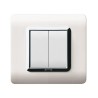 PLAQUE TECHNOPOLYMERE 44 CARRÉE BLANC AVEC CADRE CHROMÉ 2 MODULES|sfh|3bf238b53df2|