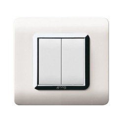 PLAQUE TECHNOPOLYMERE 44 CARRÉE BLANC AVEC CADRE CHROMÉ 2 MODULES|sfh|4068e76cbe40|