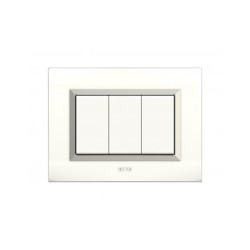 PLAQUES NOVA 45 RECTANGULAIRE BLANC AVEC CADRE CHROME 3 MODULES|sfh|0dcc884307b2|
