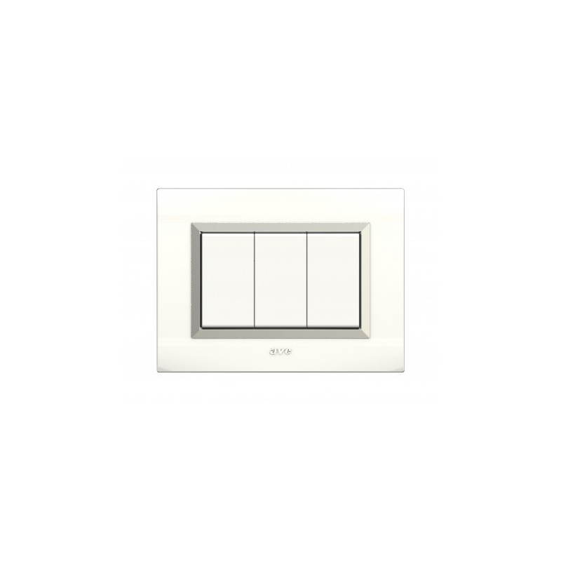 PLAQUES NOVA 45 RECTANGULAIRE BLANC AVEC CADRE CHROME 3 MODULES|sfh|0dcc884307b2|