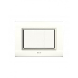 PLAQUES NOVA 45 RECTANGULAIRE BLANC AVEC CADRE CHROME 3 MODULES|sfh|4af3fba8b51d|