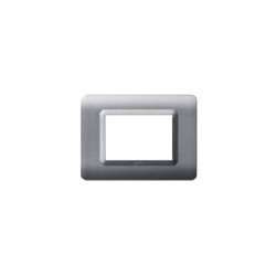 PLAQUE TECHNOPOLYMERE 44 RECTANGULAIRE ARGENT OPAQUE 3 MODULES|sfh|34be8fcd8b5d|