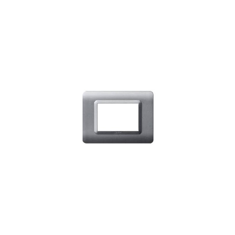 PLAQUE TECHNOPOLYMERE 44 RECTANGULAIRE ARGENT OPAQUE 3 MODULES|sfh|34be8fcd8b5d|