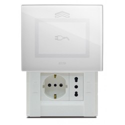PLAQUE VERA 44 TOUCH RECTANGULAIRE BLANC POUR PRISE COULISSANTE AVEC SYMBOLE PRISE|sfh|a3b464028bcb|