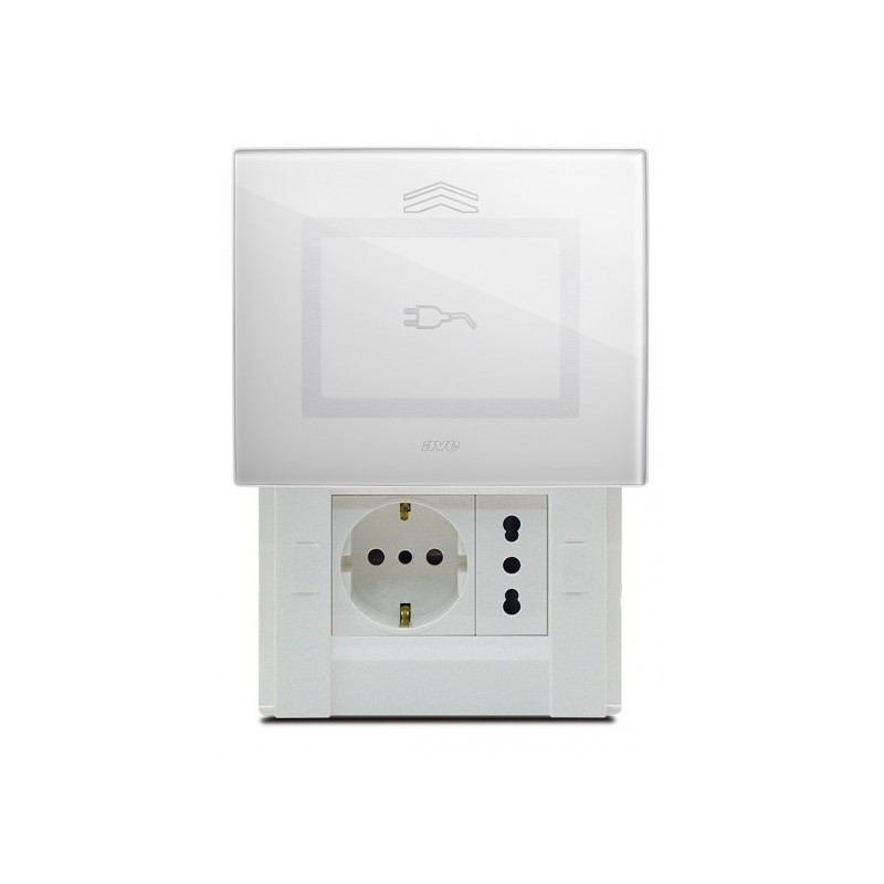 PLAQUE VERA 44 TOUCH RECTANGULAIRE BLANC POUR PRISE COULISSANTE AVEC SYMBOLE PRISE|sfh|a3b464028bcb|